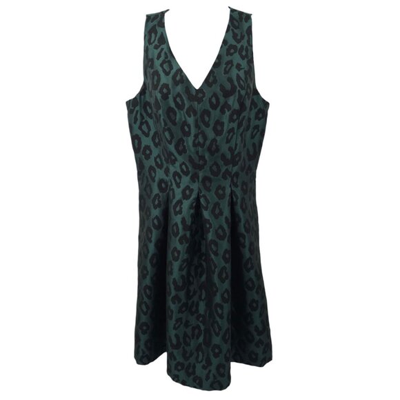 Ann Taylor Loft Dresses & Skirts - Ann Taylor Loft Leopard Print Jacquard Fit & Flare Dress Womens 4 Black Green